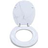 Topolenashop Copriwater Universale In MDF Bianco Effetto Marmo Con Cerniere In Acciaio, Sedile WC Resistente Con Fissaggio Regolabile, Tavoletta Elegante Per Bagno | 94107