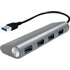 Logilink USB 3.0 HUB 4-port, Aluminium grau