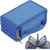 Eclove Astuccio grande con 72 scomparti, astuccio portatile, 4 scomparti, grande con chiusura lampo, maniglia per il trasporto, impermeabile, per matite colorate, penna a sfera (Blu)