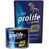 Generico Prolife Umido Cane Adult Mini Sensitive 200gr, alimento completo per cani adulti di taglia piccola, gusto RENNA e PATATE | 6 scatolette da 200 grammi l'una.