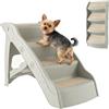 Froadp 49x38x61cm Scale Pieghevoli per Cani Scaletta in Plastica con 4 Gradini e Tappetino in Feltro Antiscivolo Scale Portatili per Gatti Animali Domestici Letto Balcone Divanetti e Sedie, Grigio