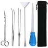 ACEONE Acquario Kit Aquascaping Pinze Lunghe Acquario Tools Acciaio Inossidabile Set di dorbici Acquario, Pinzette per Acquario, Attrezzi per spatola (5 Pezzo)