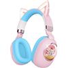 sunvito Cuffie leggere Bluetooth per bambini, con orecchie di gatto, pieghevoli, con luci a LED, senza fili e modalità cablate, ideali per scuola, viaggi, tablet e PC (rosa blu)