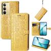 JIUNINE Cover per Realme C71 / Realme C75 / Realme 14x, Custodia Libro in Pelle Portafoglio Flip Case Antiurto con Modello di Cane e Gatto [Porta Carte] [Magnetica] [Interno TPU], Giallo