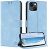 ZONNAVI Cover per iPhone 14 / iPhone 13, [Blocco RFID] Custodia a Libro in Pelle con Porta Carte, Flip Case Portafoglio Antiurto Cover per iPhone 14 / iPhone 13 (Blu chiaro)