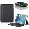 JZCZMCE Custodia con Tastiera per iPad PRO 12,9 Pollici 2017/2015 (2a e 1a Generazione), Tastiera Wireless Staccabile con Touchpad, Sottile Cover Folio con Mouse Bluetooth