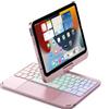 JZCZMCE Custodia con Tastiera per iPad Mini 7 (2024) & Mini 6 (2021) 8.3, Girevole a 360°, Tastiera Retroilluminata a 7 Colori con Trackpad & Portapenne,Rosa