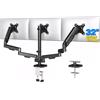 RFIVER Braccio triplo monitor per schermi da 17-32, supporto articolato per triplo monitor fino a 8 kg, braccio inclinabile, rotazione e rotazione, VESA 75 x 75 100 x 100 mm