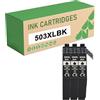 KEUWHLL Cartucce D'inchiostro Nero 503XLBK Compatibili Per Epson 503XL C13T09R14010 Per Expression Home XP-5200 XP-5205 WorkForce WF-2965DWF WF-2960DWF Stampante 3-pack