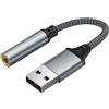 yakermur Adattatore audio jack scheda audio esterna USB-A a microfono cavo USB per cuffie PC laptop desktop