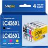 DOREINK LC426 LC 426 Cartucce Compatibili per Brother LC426 LC426VAL LC-426XL LC426XLVAL Multipack per Brother MFC-J4335DW MFC-J4340DW MFC-J4535DW MFC-J4540DW (Nero/Ciano/Magenta/Giallo)