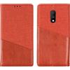 Feyten Cover per OnePlus 7, Custodia Portafoglio per OnePlus 7, Cover a Libro Flip Protettiva Caso Custodia in Pelle Kickstand Slot, Magnetica TPU Bumper Wallet Antiurto Cover per OnePlus 7 (Rosso)