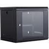 Generico Armadio Rack da Parete 9U 19 in Acciaio Nero con Porta in Vetro Temperato e Serratura - 53x40x45 cm - Struttura Ventilata per Server, Switch, DVR, Router