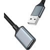 Generico Prolunga USB lunga,Prolunga USB 3.0 da maschio a femmina | Cavo di prolunga per unità flash, lettore di schede, disco rigido, tastiera, mouse, stampante, webcam