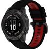 SeNool QuickFit 22mm Cinturino per Garmin Fenix 9/9 Pro/Solar/8/8 Pro(47mm) | per Garmin Fenix E 47mm/7 Pro/7/6 Pro/6/5/Quatix 8 47mm/Descent G2, Sport Morbido Traspirant Silicona Cinturini, Nero Rosso