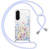Gcxvaoi Cover con Cordino per Samsung Galaxy A56 5G, Aesthetic Fiori Disegni Custodia con Collana Tracolla Laccio Corda, Trasparente Sottile TPU Silicone + PC Antiurto Case per Samsung A56, Blu 01