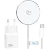 WIDAQUO 25W Caricatore Wireless per Magsafe con 30W USB C Caricabatterie per iPhone 17 16 Air 17e 16e 16 15 14 13 12 Pro Max Plus Mini, Wireless Charger Base Ricarica Magnetico 1M