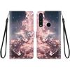 KARTXITAI Cover Compatibile con Motorola One Macro PU Pelle TPU Silicone Portafoglio Magnetica con Disegni Motivo Animale Flip Custodia in Libro Slot Schede Custodia-Farfalla rosa,cielo,nuvole