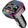 Ouitble Caricabatteria da auto Bluetooth DC12V-24V Adattatore Bluetooth trasmettitore FM per auto Tipo C Accendisigari con 2 porte USB Lettore musicale MP3 Supporta Flash USB