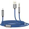 HOYULLI Adattatore da Lightning a jack AUX per Apple per iPhone 14 13 Pro Max, cuffie da auto da 3,5 mm, cavo audio USB, cavo di ricarica stereo, altoparlante, accessorio per cuffie da 1,2 m, dongle di