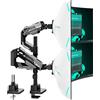 ARES WING Supporto per monitor 2 monitor con asta, uno sopra l'altro per schermi piatti e curvi, fino a 27/22 kg, 2 monitor regolabili in altezza, VESA 75/100/200, nero