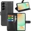 JIUNINE Cover per Samsung Galaxy S25 FE, Custodia Portafoglio Libro in Pelle Sintetica Antiurto Cover Flip Case con [Carta Fessura] [Supporto Stand] [Fibbia Magnetica], Nero