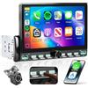 VECHTEL 7 Autoradio 1 Din con carplay wireless Android Auto, radio FM con Blurtooth, sistema di navigazione,2 USB/SD/AUX,con tasti pianoforte,video online,Mirror Link,telecamera di retromarcia