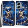 Haninsuze Cover per Xiaomi Redmi Note 13 Pro 4G / Poco M6 Pro 4G, Custodia Interno TPU Antiurto Portafoglio con Disegni [schede Fessura] [Supporto Stand] Cover Libro in PU Pelle (cuore blu)