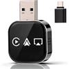 Generico Adattatore CarPlay wireless 4 in 1 aggiornato 2026, converte CarPlay cablato e Android Auto in wireless, Plug & Play, mirroring/AirPlay, USB/USB C, compatibile con iOS 18+ e Android