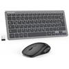 TECKNET Set senza fili, con layout tedesco QWERTZ, 2,4 GHz, mini tastiera radio mouse, connessione 15 m, tastiera wireless silenziosa con mouse per PC, laptop, Smart TV