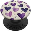 Deep Purple Watercolor Hearts Gifts Viola Cuore Acquerello Pattern San Valentino PopSockets PopGrip Adesivo