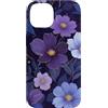 Floral Aesthetic Flower Botanical Gifts Custodia per iPhone 14 Viola Scuro Fiori Blu Stampa Floreale