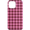 Preposh Custodia per iPhone 13 Pro Max Rosa Maroon Gingham Preppy Estetica Girly Moda Trendy