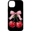 Cherry Aesthetic Summer Fruit Lover Red Custodia per iPhone 14 Plus Rosa Fiocco Ciliegia Acquarello Rosso Estetica Ciliegie Estate