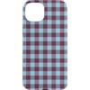 Preposh Custodia per iPhone 15 Plus Borgogna Azzurro Gingham Preppy Estetica Girly Trendy