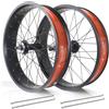 TUJISEK 20/24/26"X4.0" Ruote Anteriori E Posteriori QR 135mm/195mm Set Di Ruote Per Bici Da Neve/Fat Bikes/bici Da Spiaggia Freno A Disco Mozzi 36H Per Ruota Libera Rotante 7-10s(Rear,20IN)