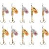 Generico Esca Per Spinner Da Pesca - Esche In Metallo Dorato Da 10 Pezzi In Acciaio Ad Alto Tenore Di Carbonio Con Design A Tre Ganci | Esche Per Spinner Altamente Riflettenti Per Spigola Bluegill Crappie Trot