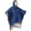 Tressify Sacco a pelo poncho, blu navy, 180 x 145 cm, leggero e indossabile, coperta da campeggio con cappuccio, impermeabile, caldo, per escursioni all'aperto