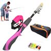 Xweptuy 4 pezzi/set set da pesca per bambini canna da pesca telescopica portatile canna da per principianti a 6 sezioni con mulinello da spinning, borsa, scatola per attrezzatura per ragazzi e rag