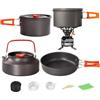 Genérico Set da cucina per campeggio, stoviglie da picnic, 3 pezzi, set di pentole impilabili, portatile, per cucina, esterno, escursionismo, viaggi, camper, sopravvivenza, zaino in spalla