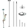 Laohucai Set di Pali da Ballo 2 in 1, statico e Girevole, in Acciaio, Professionale, con Portata Massima di 200 kg, Altezza Regolabile, Installazione Senza forature, Ideale per Fitness, Danza(B 25cm)