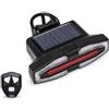 Xoeryoy Fanale Posteriore per Bici 5 modalità Indicatori di direzione per Bici elettrica con clacson da 120 Db, Luce Posteriore per elettrica Ricaricabile Solare/USB con Telecomando, Nero
