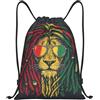 FHIZOAL Leone con occhiali da sole borse con coulisse impermeabile sport stringa zaini leggeri yoga allenamento nuoto viaggio, Nero , M, Casual