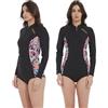 DEMMET Muta corta in neoprene a maniche lunghe da 1,5 mm-3 mm, con cerniera, costume da bagno da donna, protezione solare, per snorkeling, nuoto, sport acquatici, kayak (1,5 mm, nero, L)