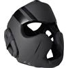 yeeplant Copricapo da boxe, protezione completa, in pelle PU nera opaca, con barra frontale da 3 cm, leggero, per MMA, Muay Thai, kickboxing, sparring, larghezza 25 cm