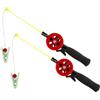 Caswynlife Confezione da 2 canne da pesca in plastica con mulinello, bastoncini da pesca a granchio e gamberetti per bambini, attrezzatura portatile da pesca sul ghiaccio con filo in nylon da 4,5 m