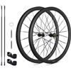 LSRRYD Set Di Ruote Per Bici Da Strada 700c Cricchetto 36/60T Cerchio In Carbonio 38mm Freno A Disco Con Bloccaggio Centrale Perno Passante, Cuscinetti In Ceramica HG 8-12 Velocità(36T)