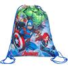 CARTOON Sacca Avengers Marvel per Bambini Zainetto con Coulisse in Poliestere Borsa Sport Palestra e Scuola con Captain America, Hulk, Thor e Black Widow Stampa Fronte Retro 38 x 29 cm Sacca Marvel Originale