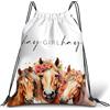Leseogye Zaino per cavalli con coulisse, borsa da palestra, grande, impermeabile, con motivo a farfalla, regalo per cavalli, borsa sportiva per uomo e donna, zaino sportivo, panna, 45*36cm, Casual