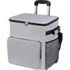 Striegro Borsa frigo da spiaggia con ruote, borsa frigo da 35 litri con spazio multitasche, termica con ruote isolata a tenuta stagna grigia.